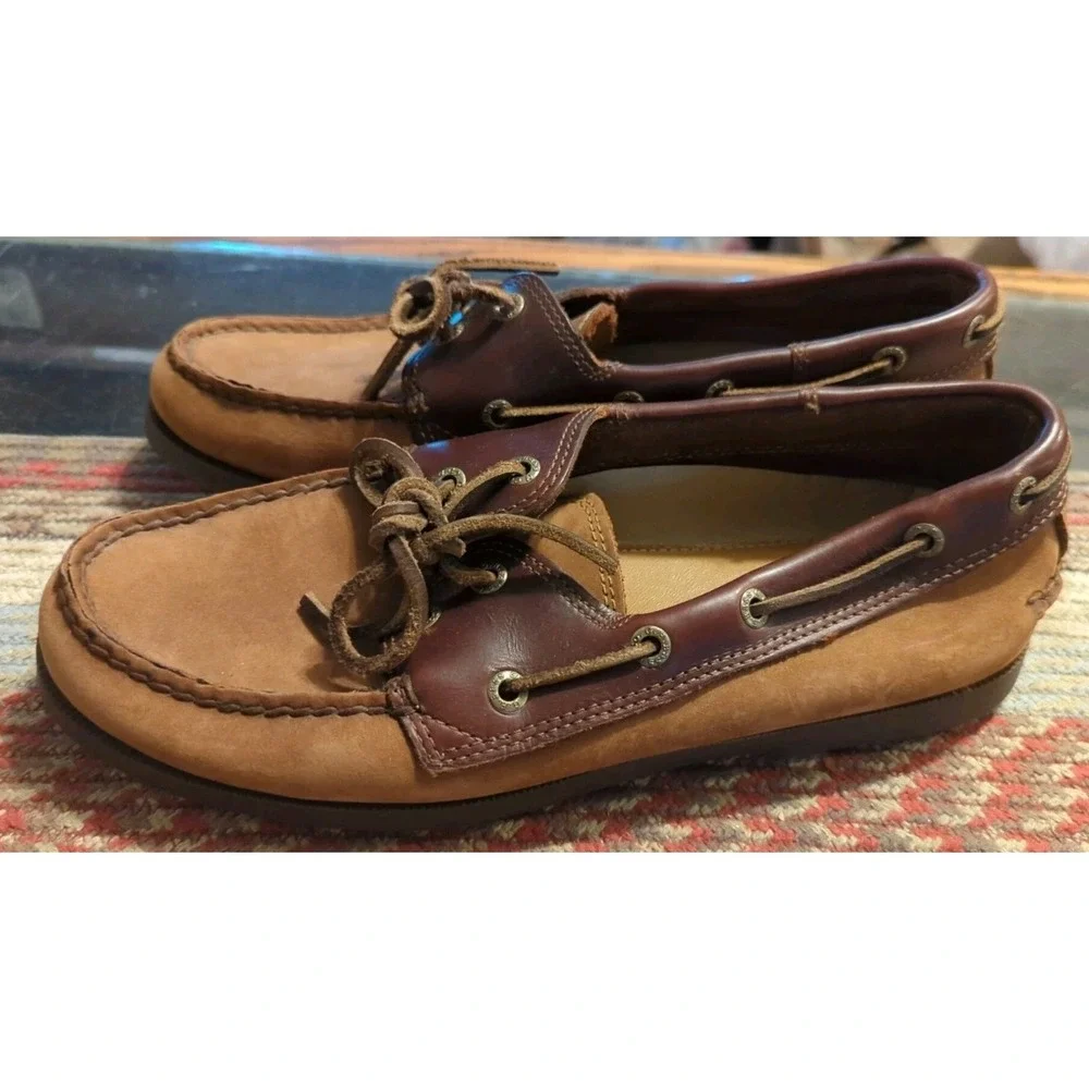 GH Bass & Co Two Brown Leather Boat Shoes Slip On Lace Up Men's Size‎ 8 M